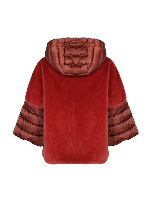 Cappa in satin e lady alternative fur Bordeaux Herno | PI002132D 12170Z6705
